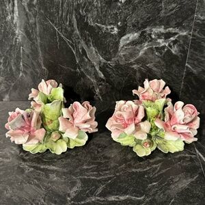 NOVE Capodimonte Floral Candle Holders